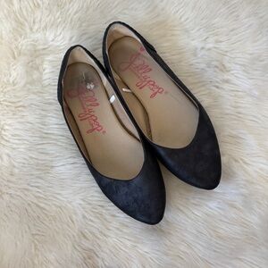 Jellypop “Alberta” Solid Black Braided Accent Pointed Toe Flats